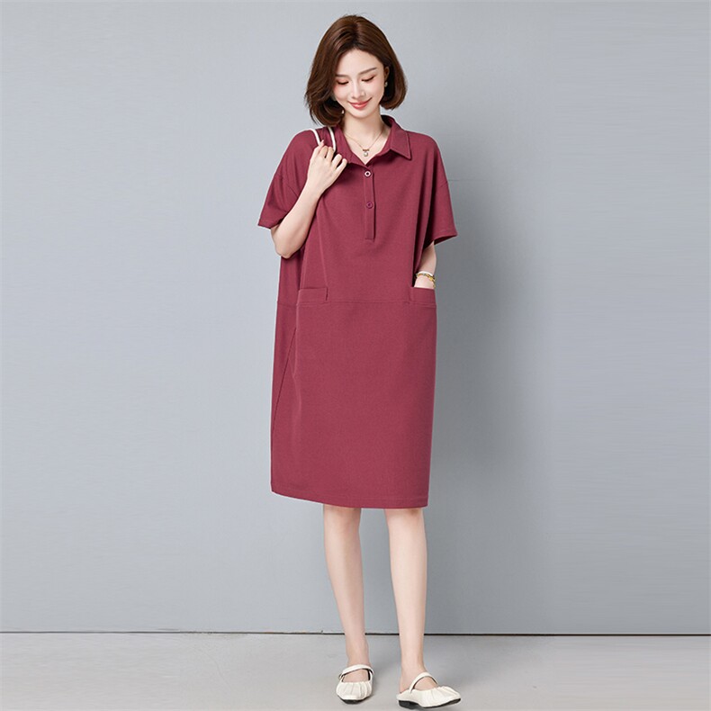 2025年夏季偏薄超软优雅单件中长款短袖V领H版型自然腰2523款，女装连衣裙，秋牧寒烟