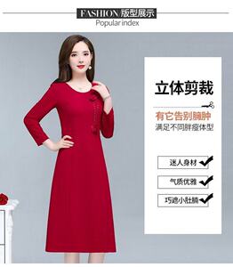 2025新款精品婚礼连衣裙庆结婚喜庆喜婆婆高端气质款A字裙子图片