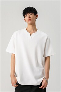 主推特批250克男装夏季新款大码宽松短袖T恤夏装V领打底衫S399P20图片