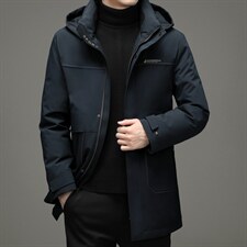 男装上衣厚款保暖连帽羽绒服中长款男士外套休闲冬季ZG2916-P360图片