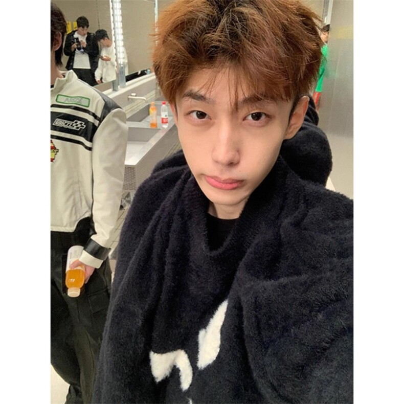 1506-1/MMY5271/P58黑色小狗植绒圆领毛衣男女秋冬高级感慵懒打底，男装T恤，星座1506-1