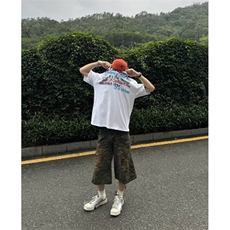 重磅夏季新款美式复古不规则字母印花男女纯棉短袖宽松T恤TXY04，男装T恤，星座208-5