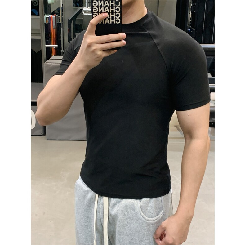 图230克紧身高弹插肩袖夏季男士健身短袖运动跑步T恤特P19,男装T恤,电商C306-1
