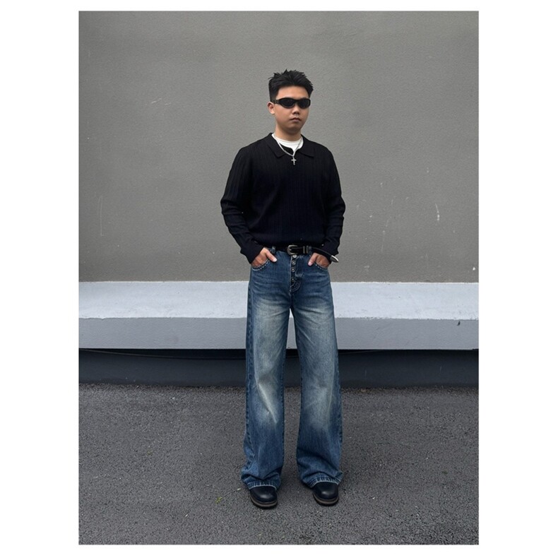Y9285-P53简约ins原宿百搭流行时尚慵懒新款潮流日系牛仔裤,男装牛仔裤,电商B323A