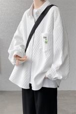 衬衫男青年秋季新款港风宽松提花长袖大码衬衣CS027-P45(现货），男装衬衫，星座214-3