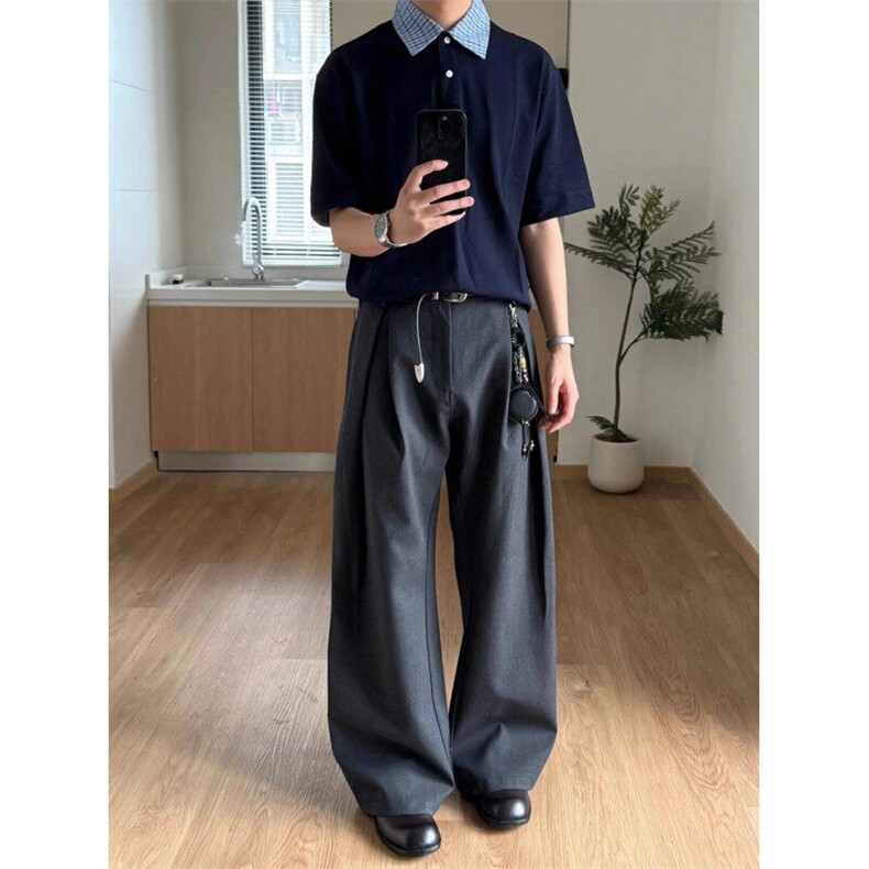 休闲垂坠感复古西装裤解构男阔腿裤小众设计感拖地裤LZY3711-P50,男装西服套装,星座1008