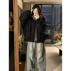 网图自制美式连帽座山雕皮衣外套男女加绒兔毛棉衣夹克A1107-P90，男装夹克，星座1505