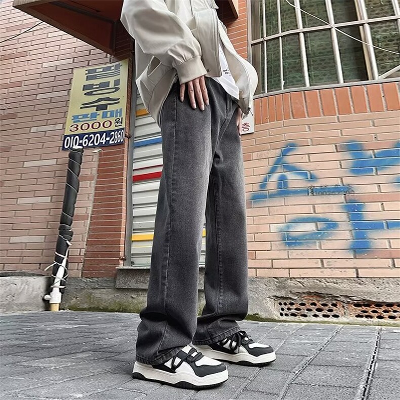 美式牛仔裤男韩版潮流染黄泥高街2024冬季ins直筒长裤RK1306-P51,男装牛仔裤,星座412-3