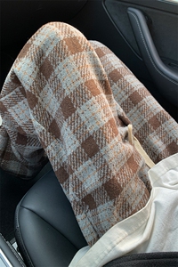 8XL-M 特大码加厚毛呢料格子休闲裤宽松直筒长裤子男裤毛呢裤K946图片