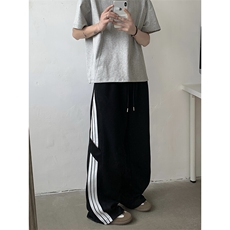 2025新款美式高街条纹卫裤垂感拖地裤子休闲裤帅气现货K8330-P36，男装休闲裤，星座512-4