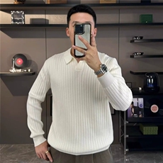 欧美翻领针织polo衫男高级感修身长袖卫衣v型叠领线衣保罗羊毛衫，男装针织衫/毛衣，星座506A
