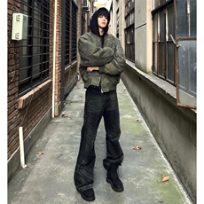 美式假两件迷彩连帽外套男bomber廓形高级感飞行服夹克WLB963-P93，男装夹克，星座1008