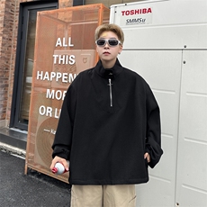 华夫格立领半拉链卫衣男设计感小众金属宽松套头秋季外套W872-P40，男装卫衣，星座308B-1