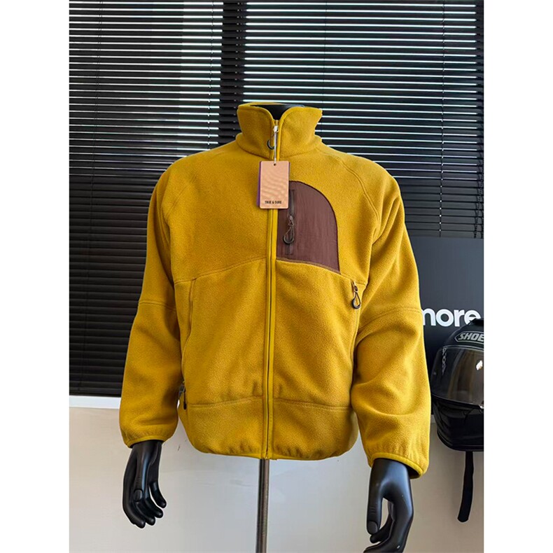 高品情侣抓绒衣山系户外撞色口袋休闲摇粒绒外套男女A1216-P66，女装短外套，星座1505