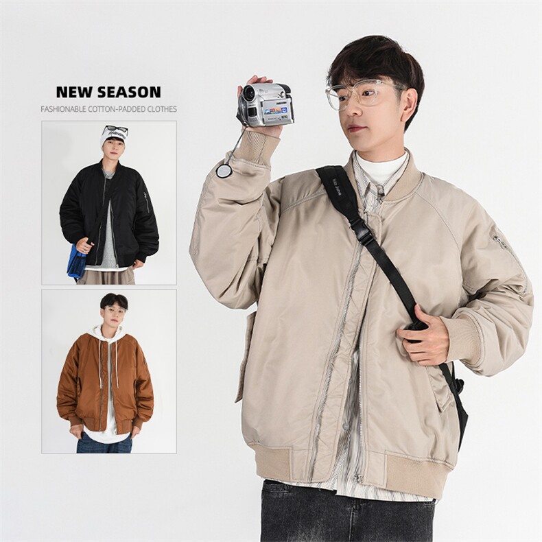 秋冬季潮牌宽松飞行员加厚夹克外套男 A436-965-P100138图片
