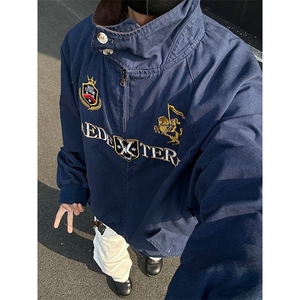 美式街头高级感夹克男春秋款小众工装刺绣宽松飞行外套W6381-P95图片
