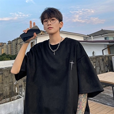 麂皮刺绣T恤XC3026-TP35控价48短袖t恤男青少年港风半袖上衣，男装T恤，电商A102-1