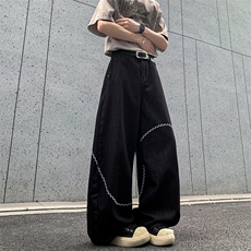 ins嘻哈街头链条拼接牛仔裤男女宽松裤子潮长裤NZ0926-P60，男装牛仔裤，星座308B-2