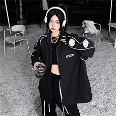 潮流vibe百搭字母刺绣棒球夹克复古男女街头宽松美式外套潮JK010，男装夹克，星座1116A-1（原606A）