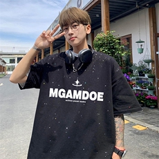 量大优供抖音视频支持得物配合二开美式满天星亮片短袖T恤MTX185，男装T恤，电商A486