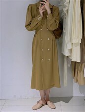 韩系双排扣长裙，其它，驿谷