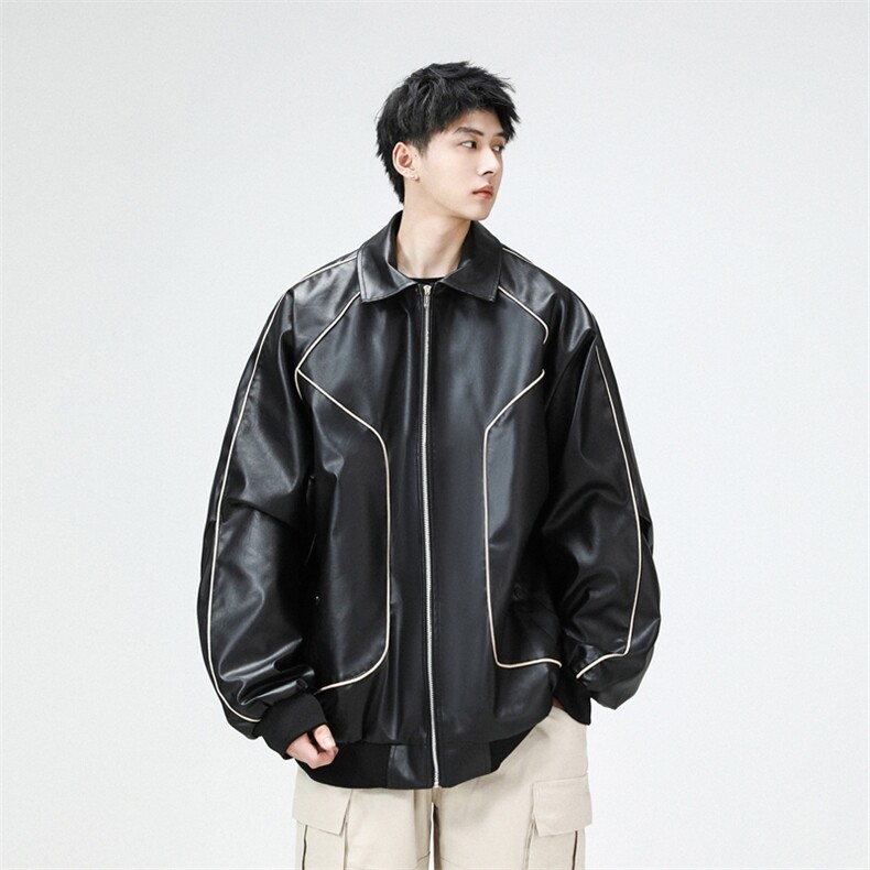 机车皮衣男士外套春秋季潮牌赛车服美式秋冬皮夹克JK081-P80,男装夹克,星座308B-2
