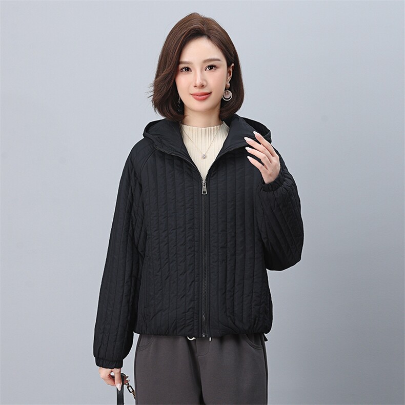 时尚显瘦竖条纹棉服宽松百搭保暖外套,女装棉衣/棉服,叶笙衣