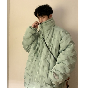 1定制面料棉衣大码M-5XL港风情侣半高领棉服外套男8707P125控168图片