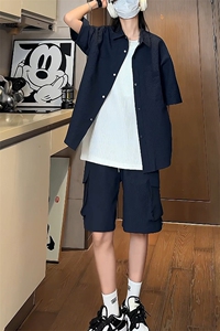 量大优 供视频 泡泡纱夏款短袖衬衫衬衫工装短裤男 TZ17-特p55图片