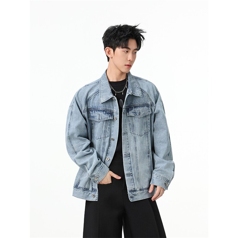 水洗牛仔外套男款春美式痞帅上衣服宽松休闲工装夹克JK1326-P78,男装工装外套,星座1103-3