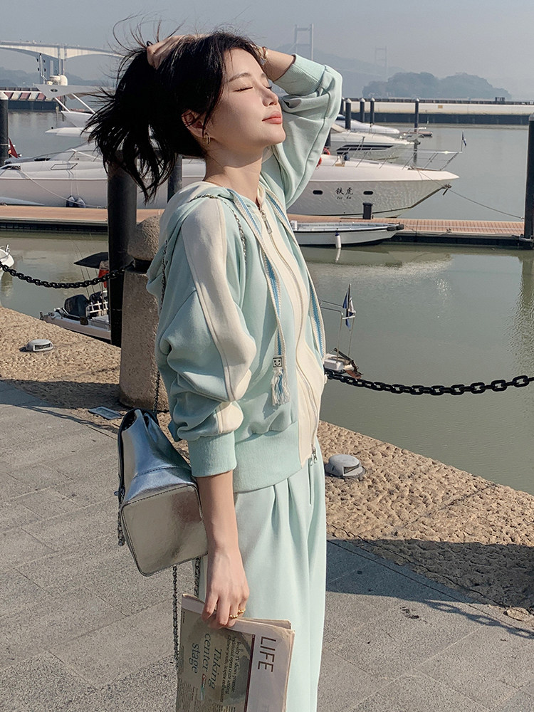 春现-时尚撞色运动风休闲卫衣套装B190-2819-P165-K228,女装套装/套裙,2B190