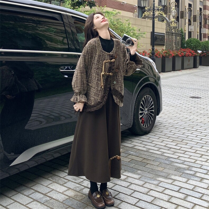 数据好有货复古中式毛呢套装5263P205K318,女装套装/套裙,2C176