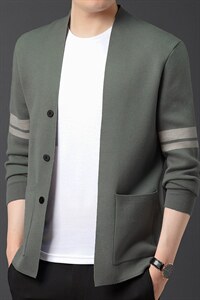 开衫男春秋季2023新款宽松中年人商务休闲外套针织衫纯色上衣服图片
