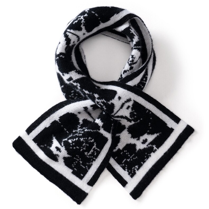 女士山茶花小围巾时尚舒适，围巾，亿嘉羊绒