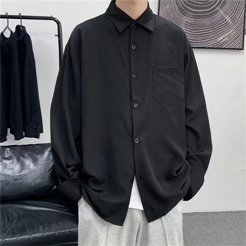 冰丝长袖衬衫男设计感垂坠感外套春季痞帅潮牌C610,男装衬衫,星座1116A-1（原606A）
