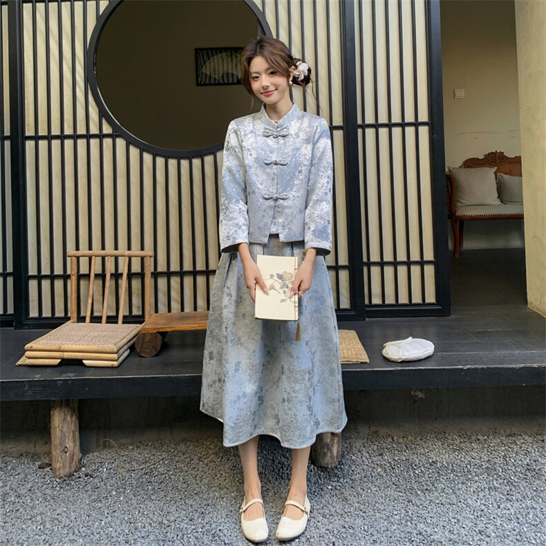 女长袖2026年春季纽扣成人四季中式女装女士精品套装学,女装套装/套裙,凡歌灵