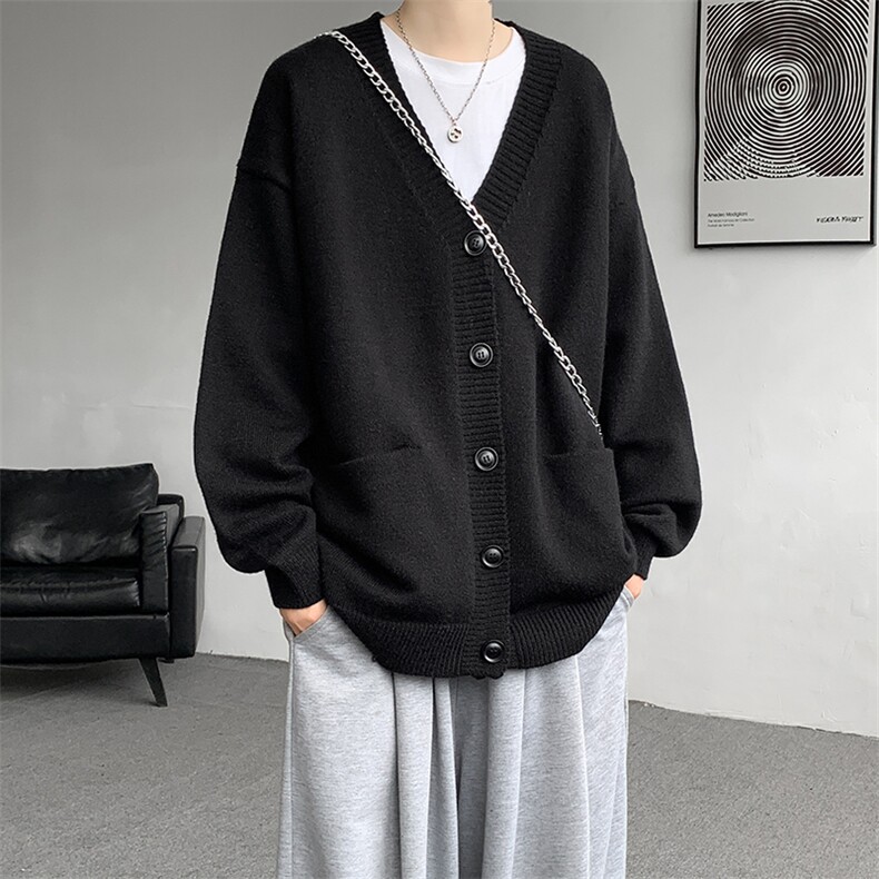 8XL-M大码V领开衫毛衣外套男日系复古宽松慵懒风针织衫KS002p55,男装针织衫/毛衣,电商B312