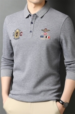 QLM55157男式秋季服装新款长袖T恤青年翻领四季打底体恤P63，男装T恤，电商B360
