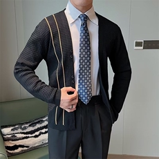 秋上新Cleanfit丝光棉经典开衫毛衣男V领针织衫外套M829/P65，男装针织衫/毛衣，星座506
