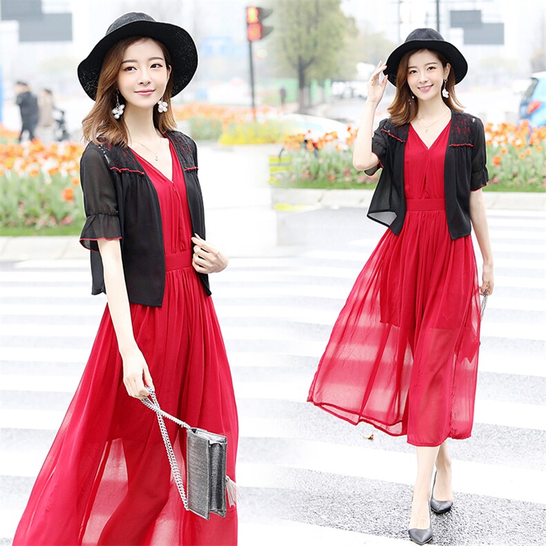 2023年蕾丝衫/雪纺衫涤纶纯色百搭V领件短袖开衫短款，女装蕾丝衫/雪纺衫，婵米儿