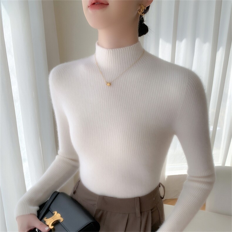 2025年秋季单件时尚百搭通勤简约加厚半高休闲/淑女，女装羊绒衫，云暖羊山羊绒