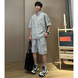 网图 夏季薄款透气运动套装扎染短袖工装短裤套装TZ111-P50图片