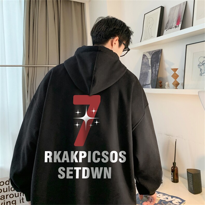 抖音品质23/秋季320G华棉男士连帽大码印花卫衣WYH3246-P45控68,男装卫衣,电商B370
