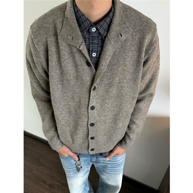 美式复古半高领羊毛毛衣男款秋季慵懒风高级感针织衫休闲开衫外套,男装针织衫/毛衣,星座1210-1