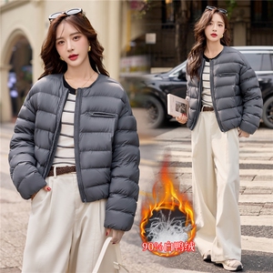 90白鸭绒羽绒服2025年冬季新款时尚圆领保暖羽绒服女图片