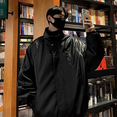 秋款男皮衣立领夹克衫工装织带休闲皮外套JK9286P75，男装夹克，星座1013-1