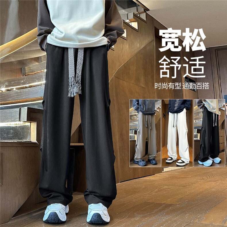 YK132 特P38 控68 品质保障！秋装舒适扭条打褶直筒宽松休闲长裤图片