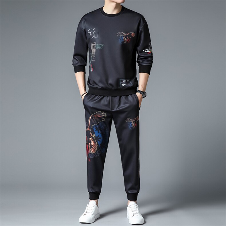 SXL9617秋季2023年新款男士长袖长裤修身休闲时尚卫衣套装P155图片