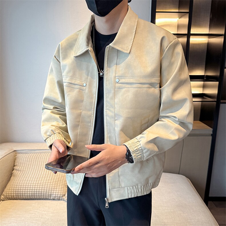 潮流皮衣外套男春秋季复古百搭拉链宽松机车服pu皮夹克潮JK2591,男装夹克,星座301B-1