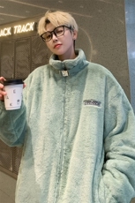 软糯羊羔绒外套男冬季加厚仿兔毛情侣棉衣oversize慵懒风宽松棉服，男装棉衣，电商A102